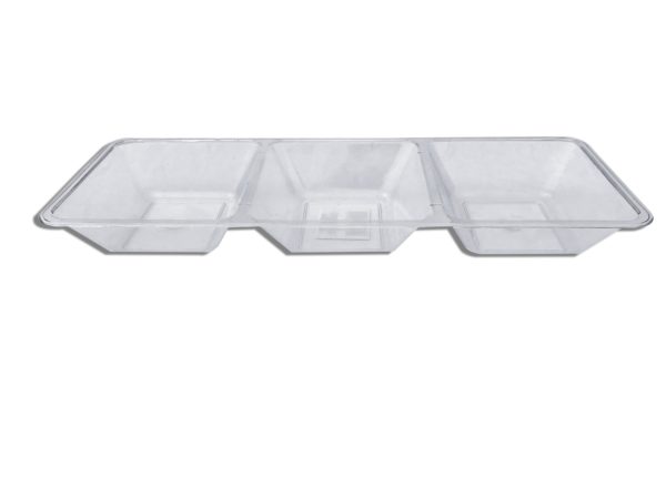 3 Compartment Clear Plastic App Tray