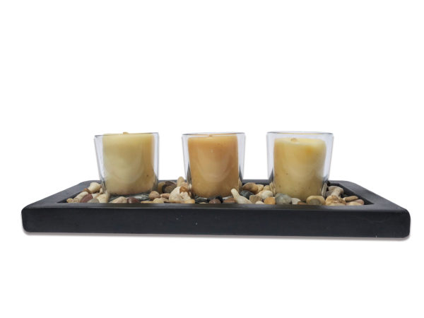 4 Piece Votive Set with Rocks