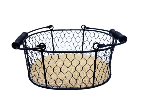 Black Wire and Burlap Basket