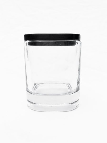 Clear Glass Snack Jar with Black Lid