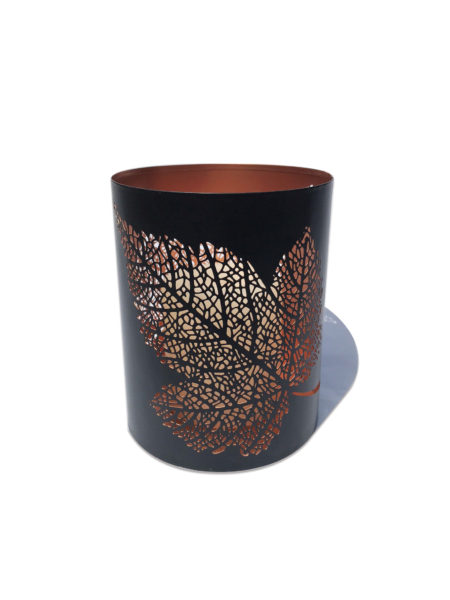 Metal Leaf Eyelet Votive Holder