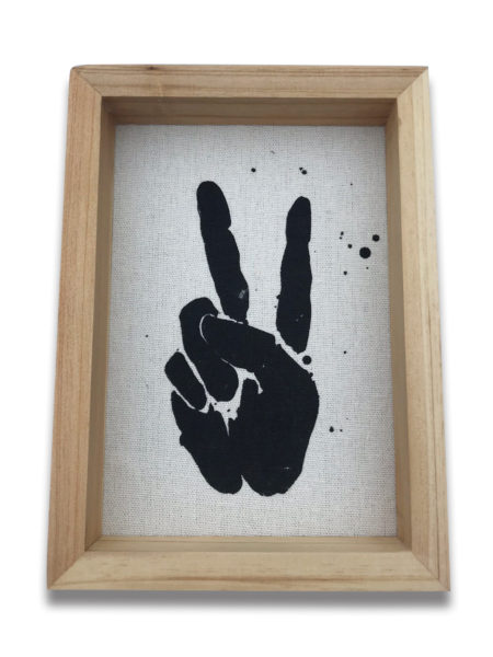 Framed Burlap Peace Sign
