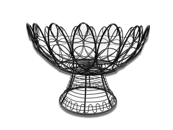 Round Black Wire Pedestal Basket