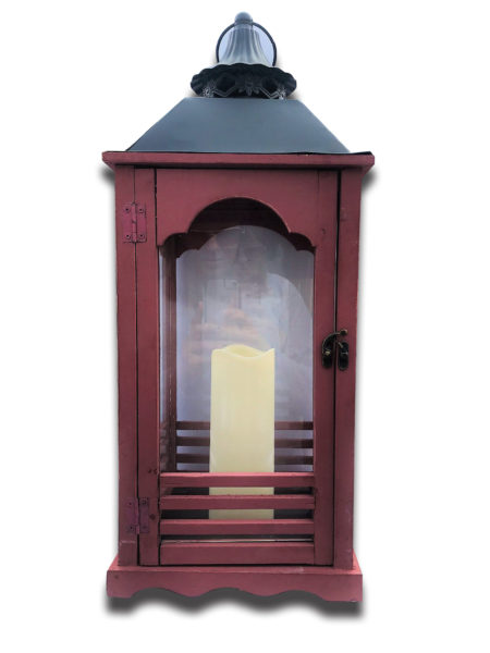 Shabby Chic Red Wood Lantern