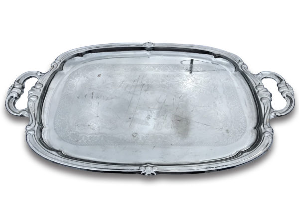 Silver Ornate Rectangular Tray with Handles